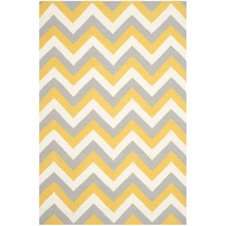 Safavieh Dhurries Hand Woven Flat Weave Square Rug- Gold - Grey- 6 x 6 ft. DHU640A-6SQ